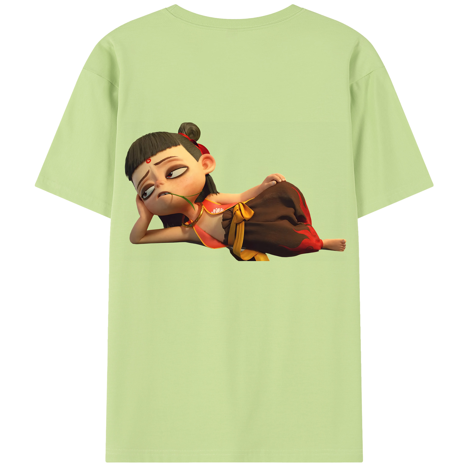（画像用） Ne Zha 2 ナタ 魔童の大暴れ 綿100％半袖Tシャツ（背面プリント）